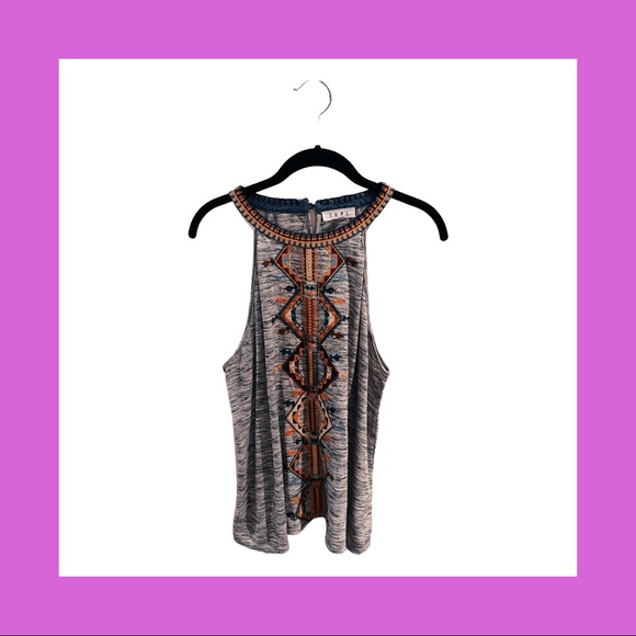 Colorful THML Embroidered High-Neck Tank - Picture 1 of 4